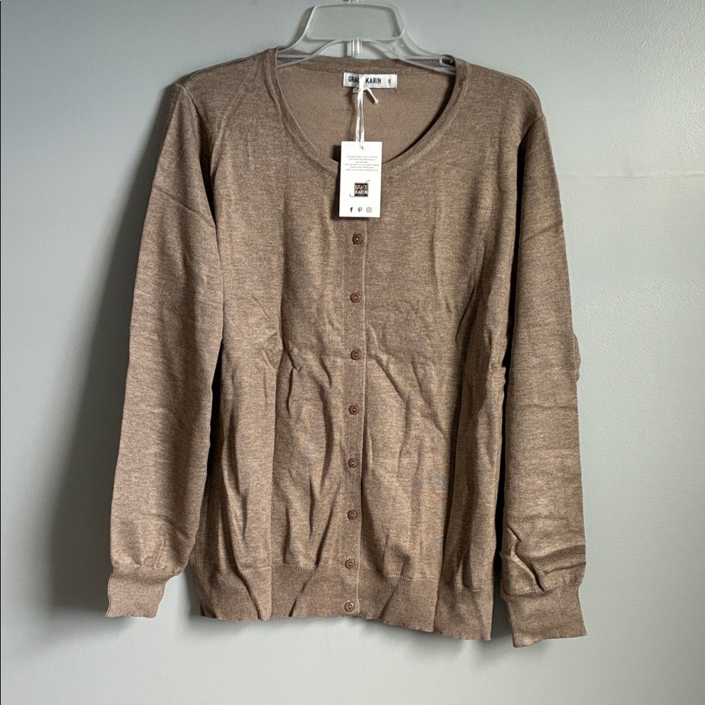 Grace Karin Taupe Knit Cardigan
